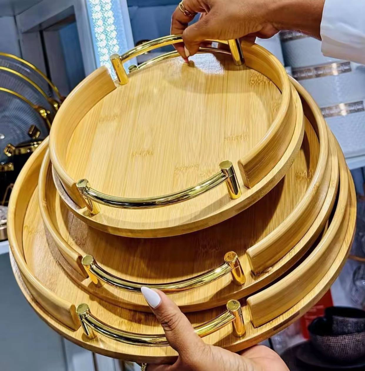 Wooden tray set 3 pieces
