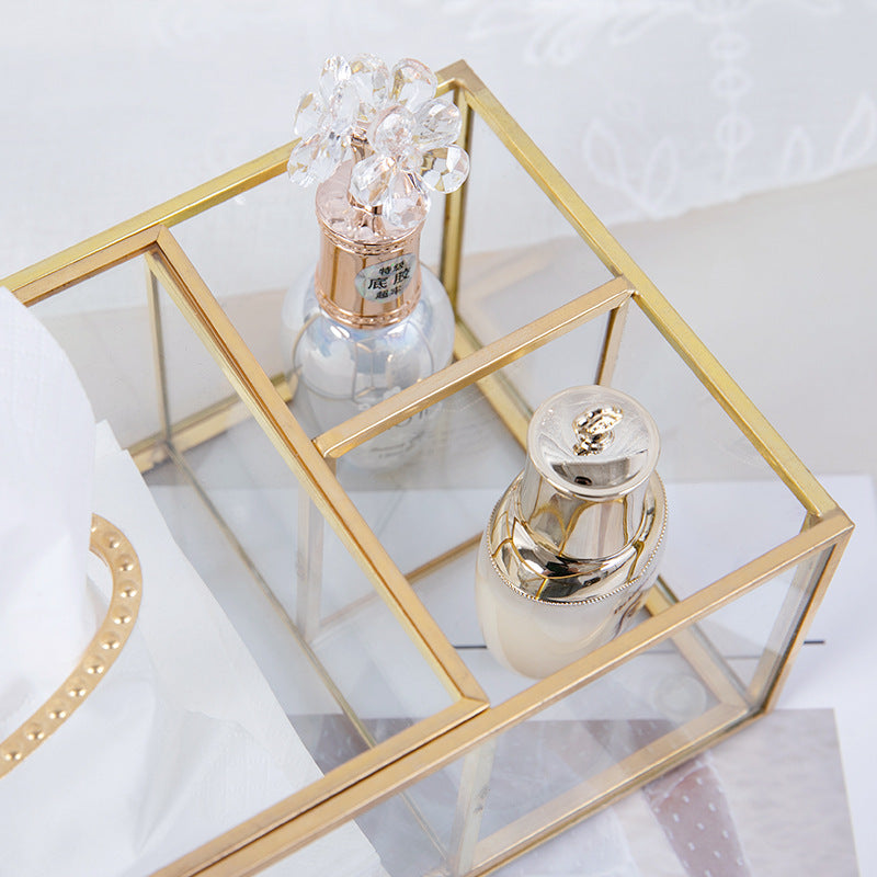 Clear tissue box with organizer