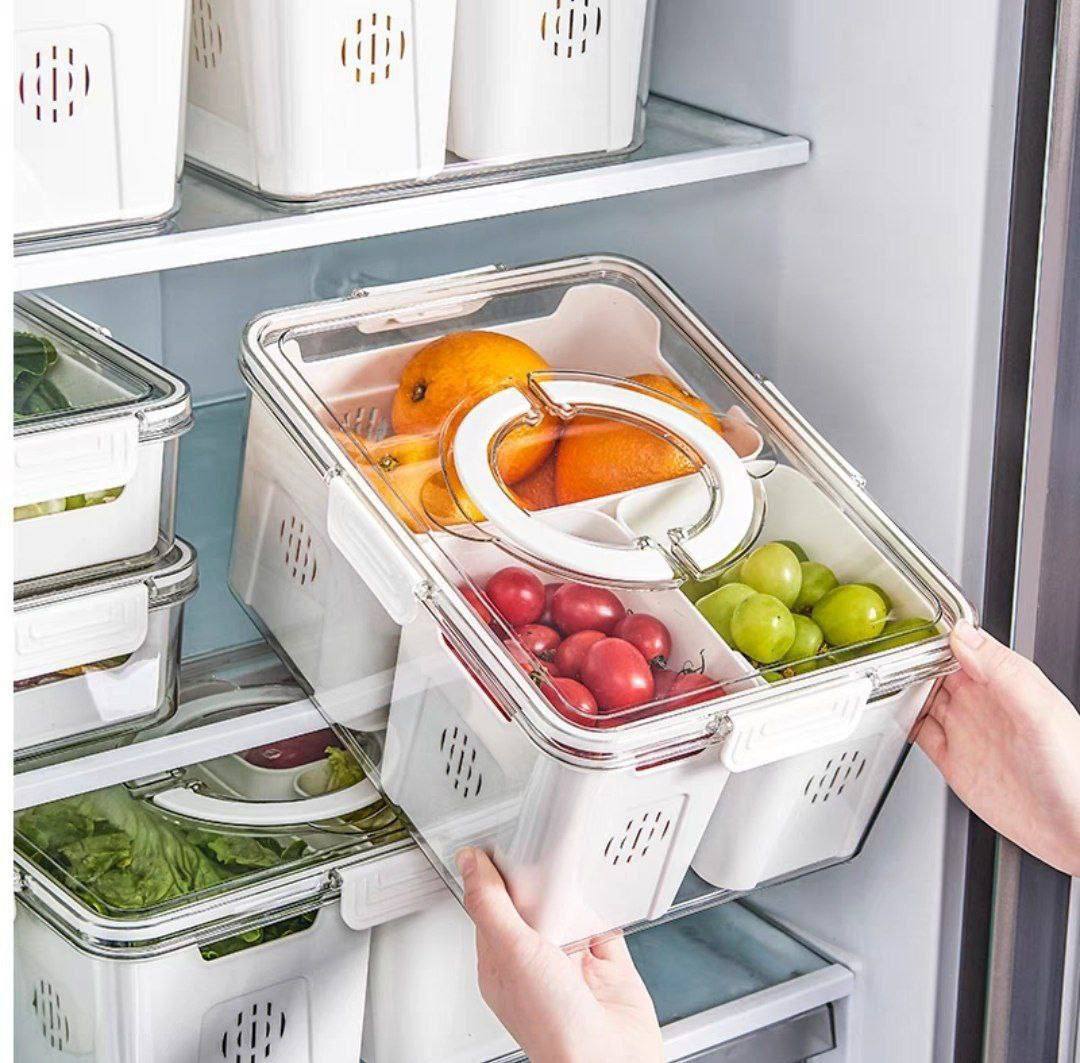 Acrylic Refrigerator Organizer Divided into 3 Sections