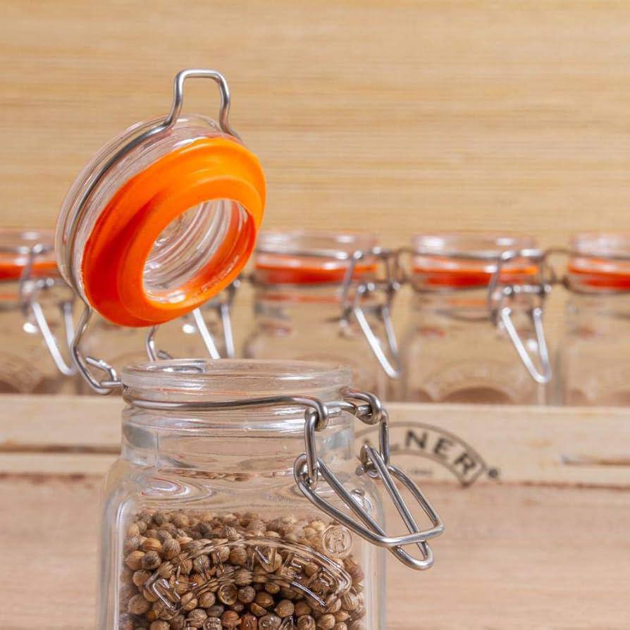 Jar set 7 pieces 6 jars with wooden holder
