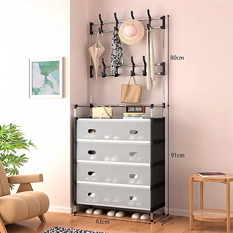 A shoe rack and organizer in one