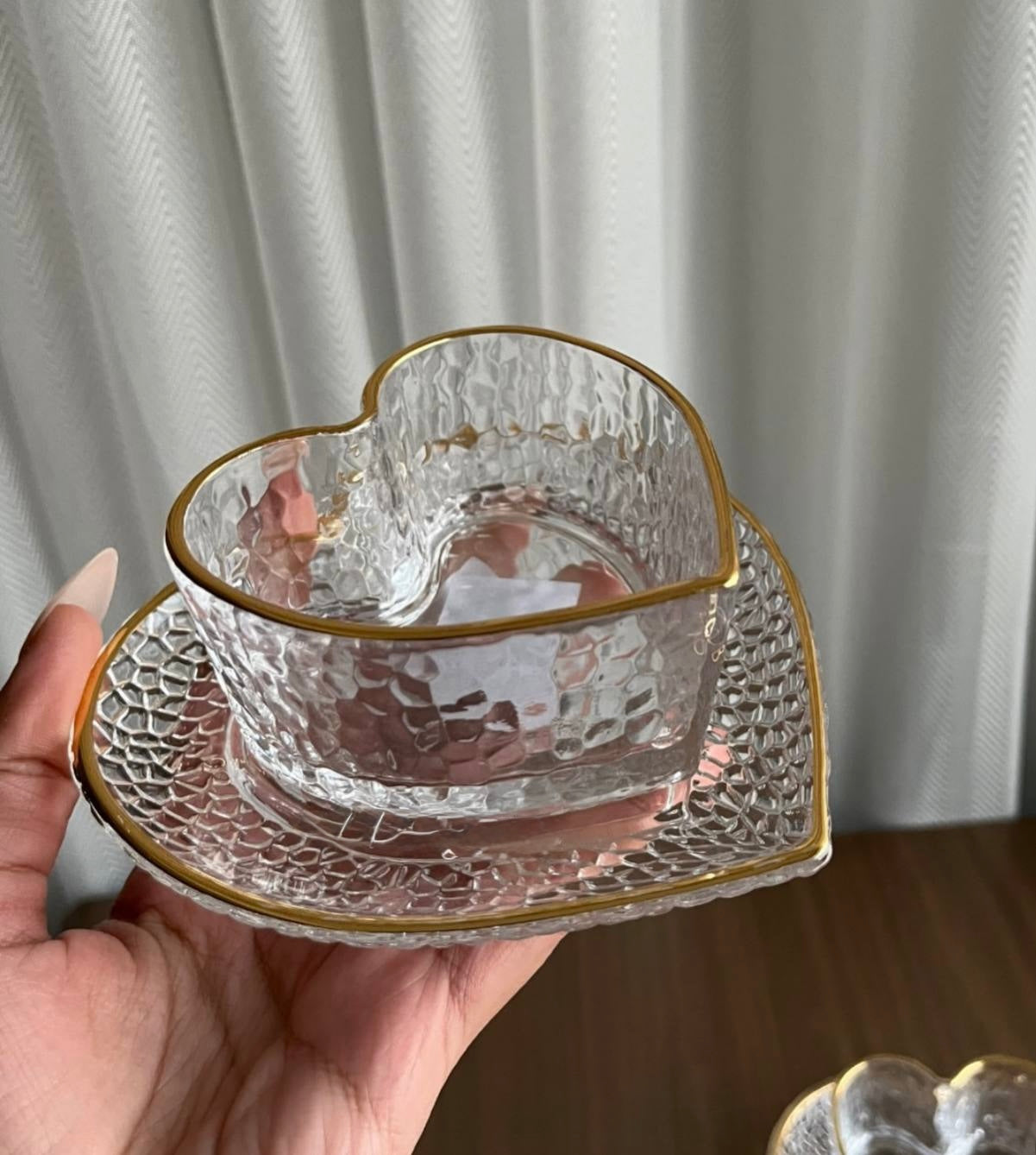 Heart-Shaped Khoshaf Set Gold Frame 12 pieces