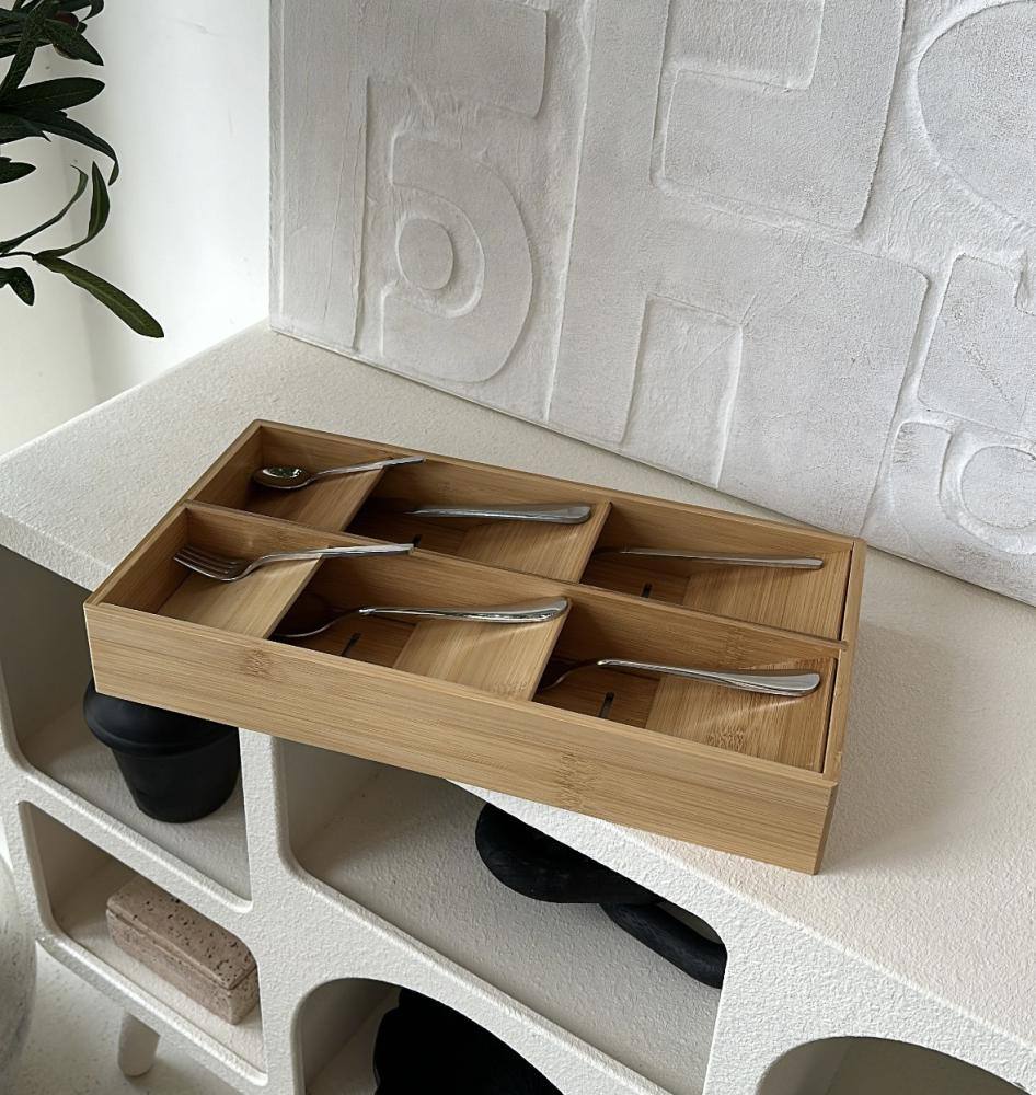 wooden cutlery organizer