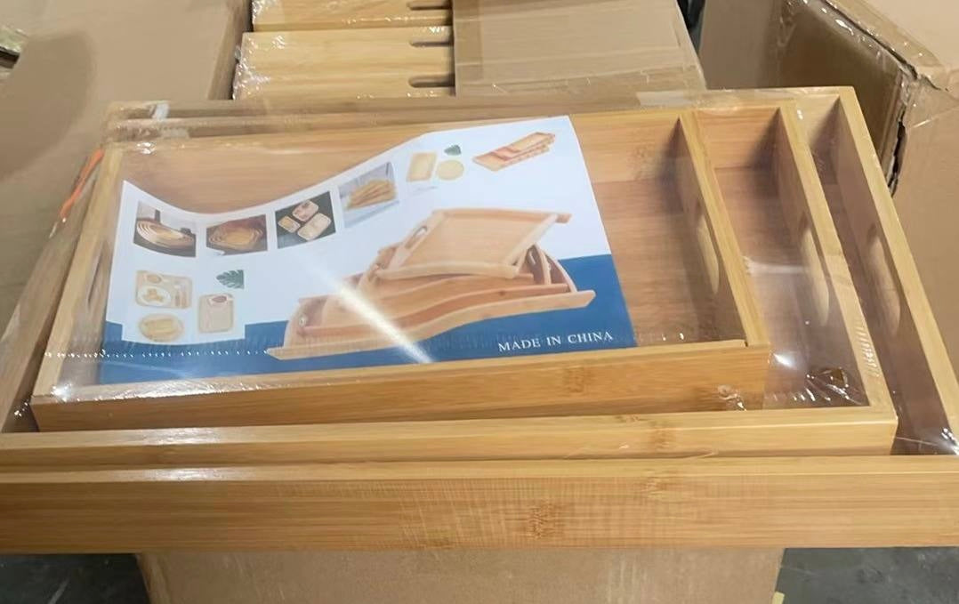 Bamboo tray set 3 pieces