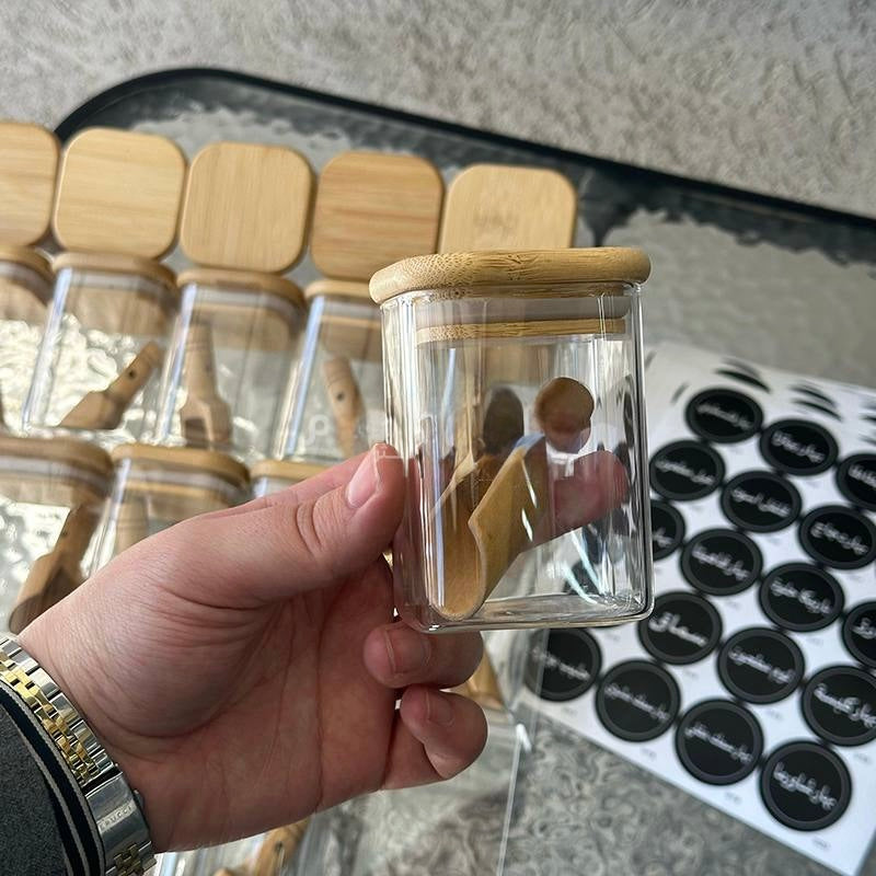Jar set 12 pieces with 3 Z-shaped plastic jar stands