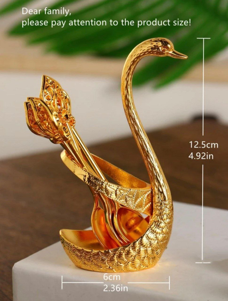 Chic duck spoon holder 6 spoons and a gold holder