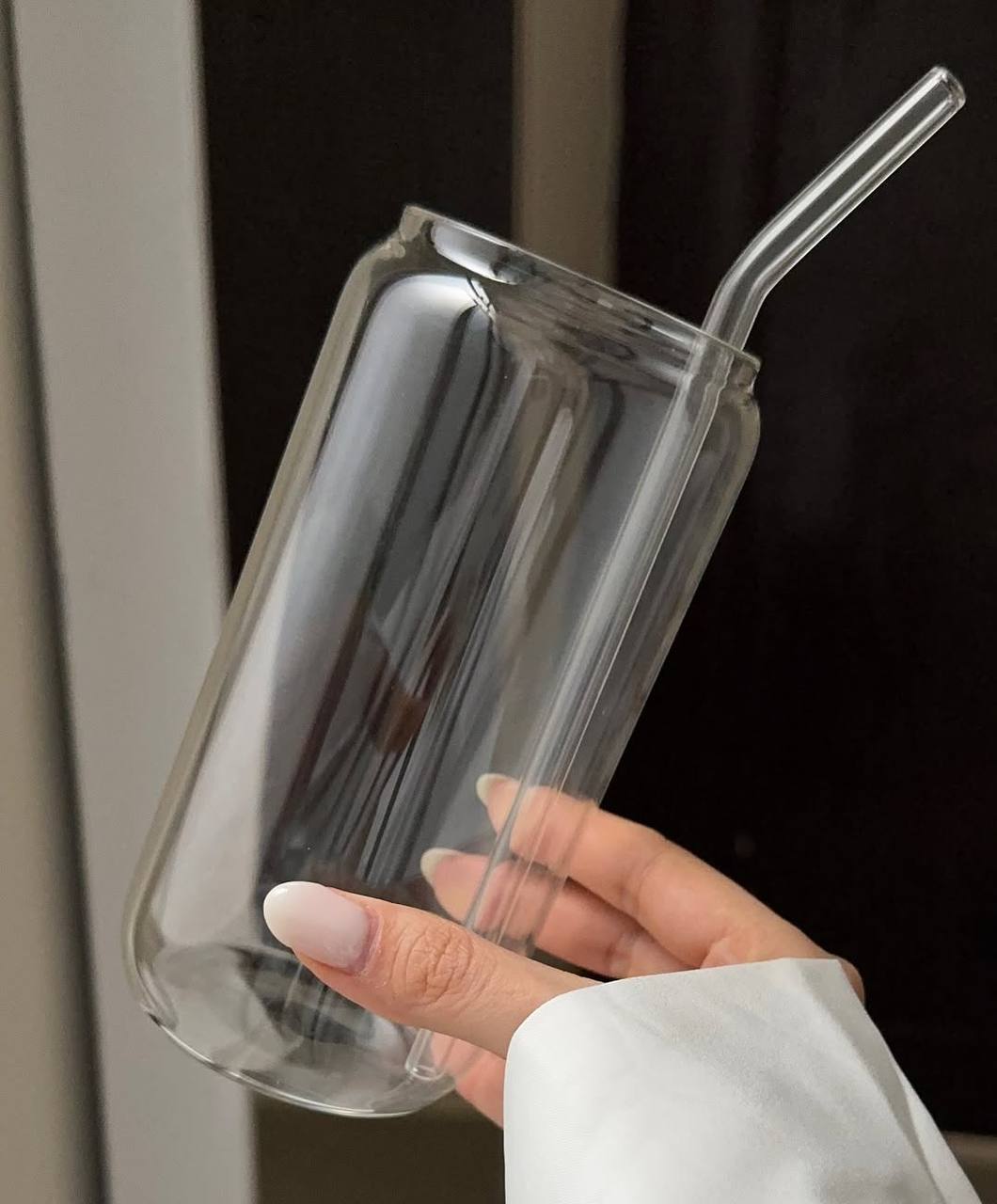 Glass mug with straw 550 ml