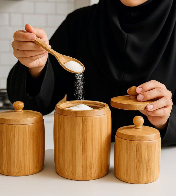 Natural bamboo wood set 3 pieces