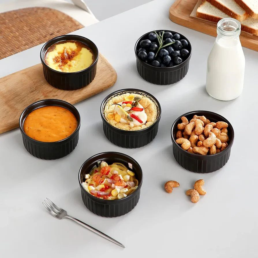 Black porcelain bowl set 6 pieces