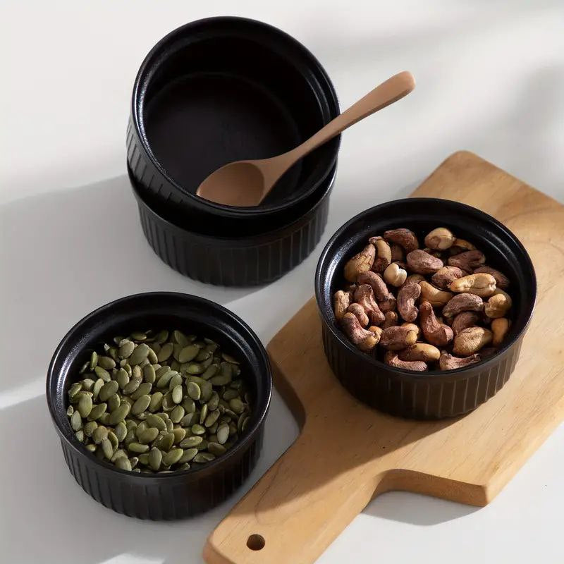 Black porcelain bowl set 6 pieces