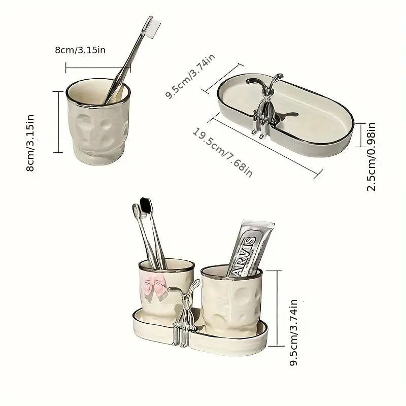Porcelain set Brush and toothpaste organizer