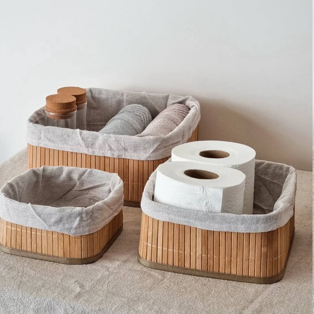 Linen basket set 3 pieces
