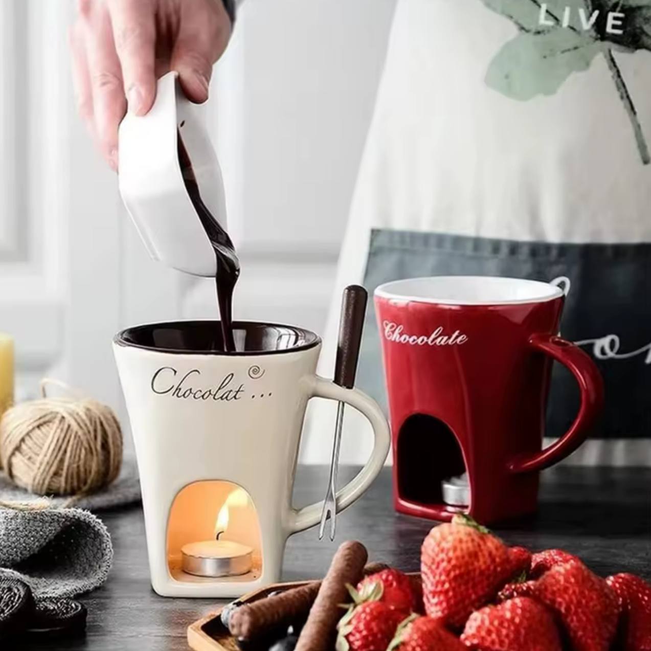 Chocolate fondue porcelain mug