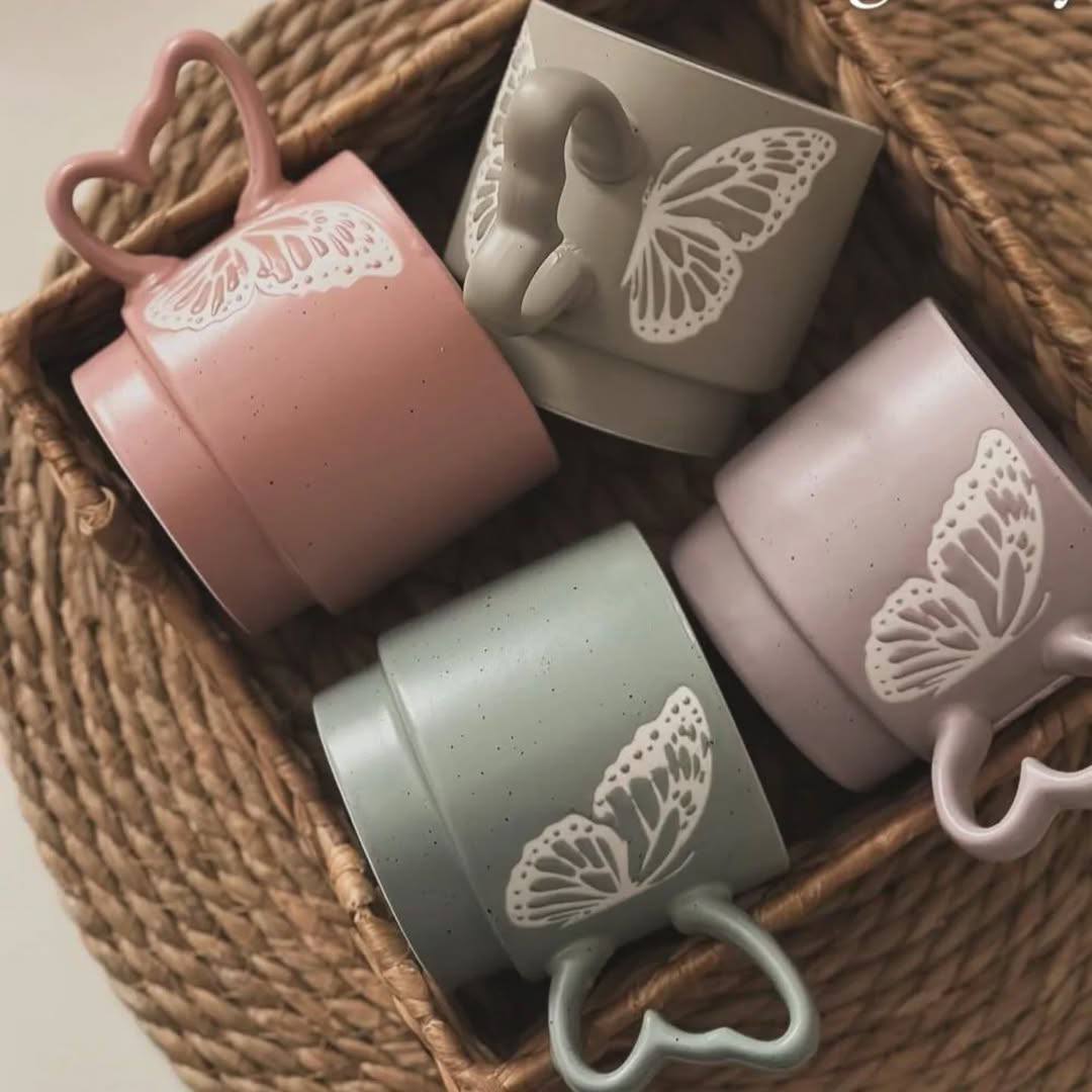 Butterfly mug set 4 pieces