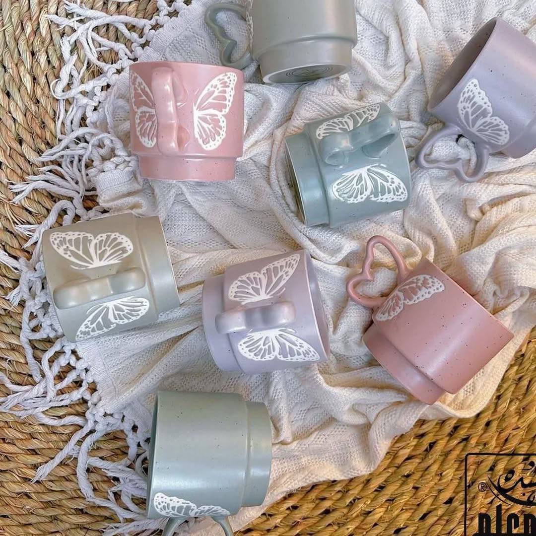 Butterfly mug set 4 pieces