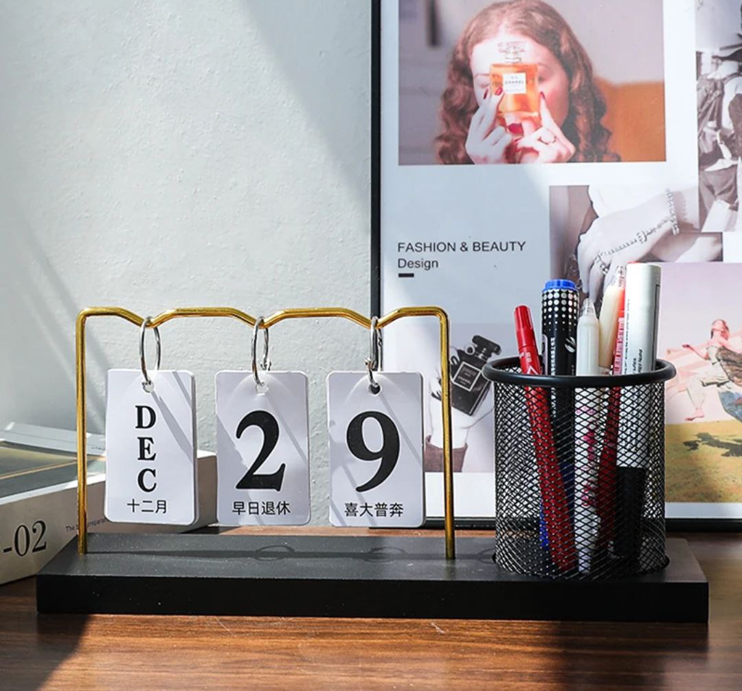 Calendar with pencil case