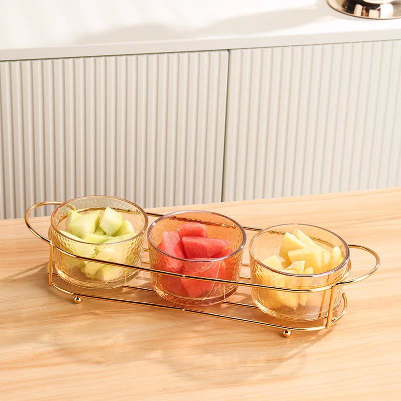 Sweets or nuts serving set glass with acrylic cover