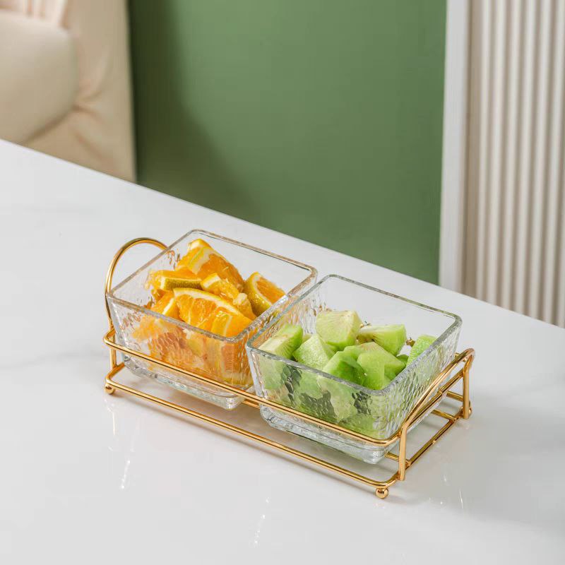 Sweets or nuts serving set glass with acrylic cover
