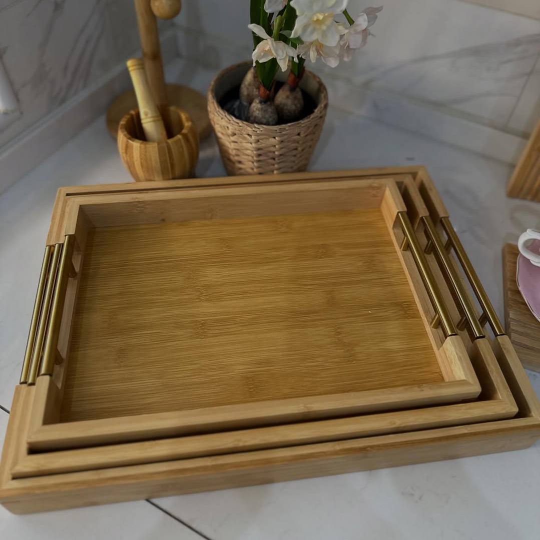 Tray bamboo set 3 pieces