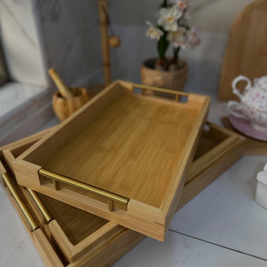 Tray bamboo set 3 pieces