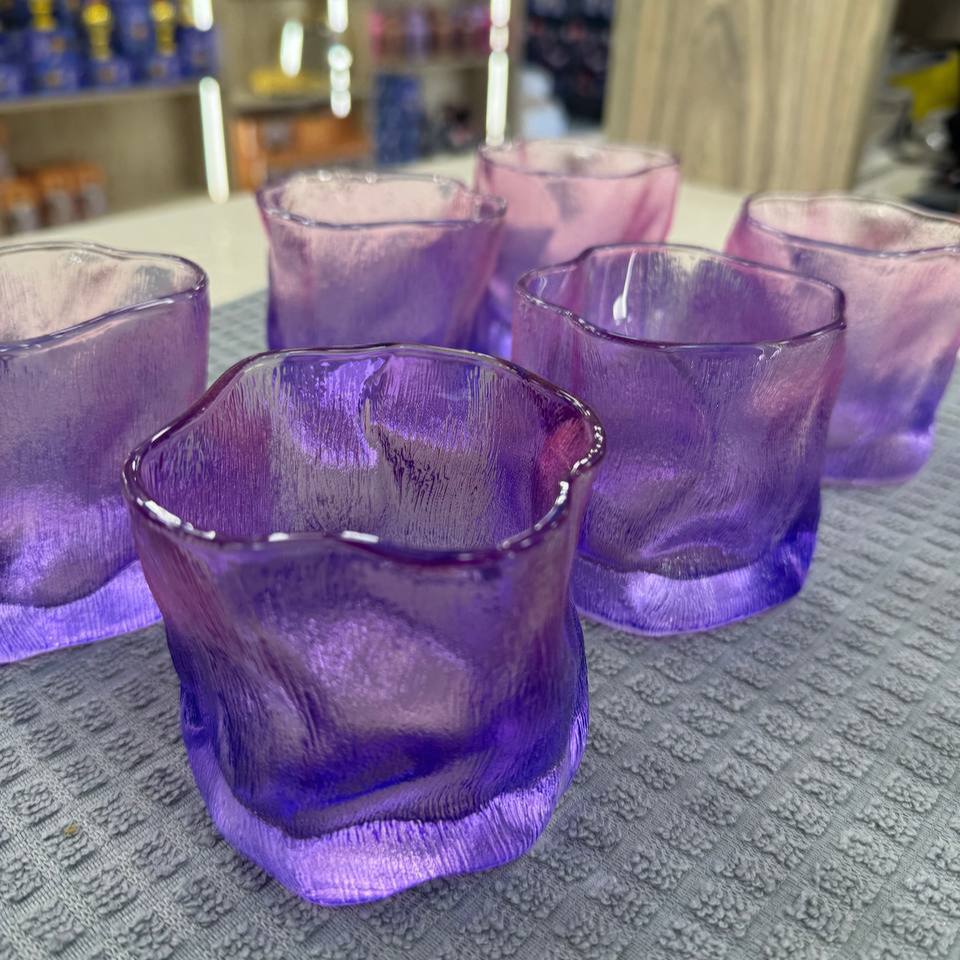 Purple glass set 6 pieces