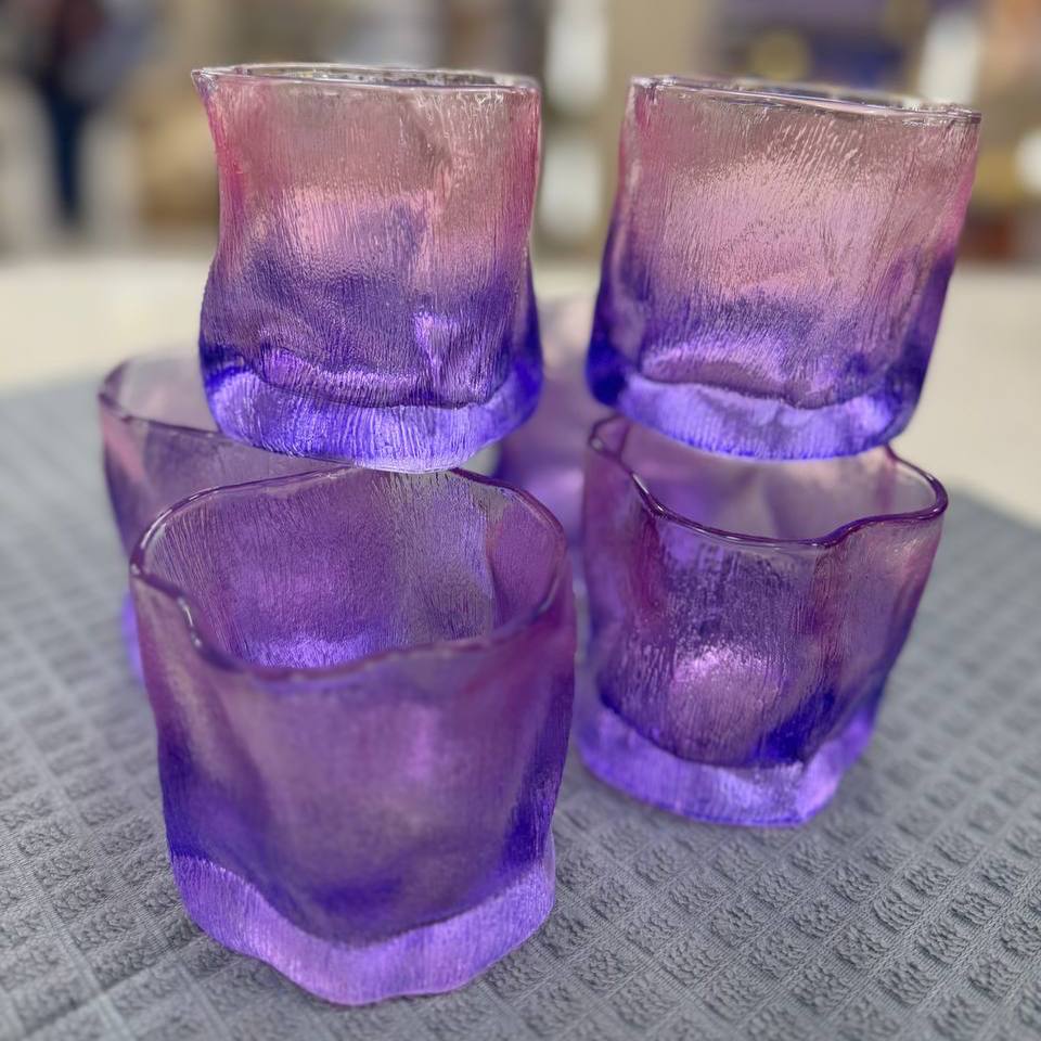Purple glass set 6 pieces