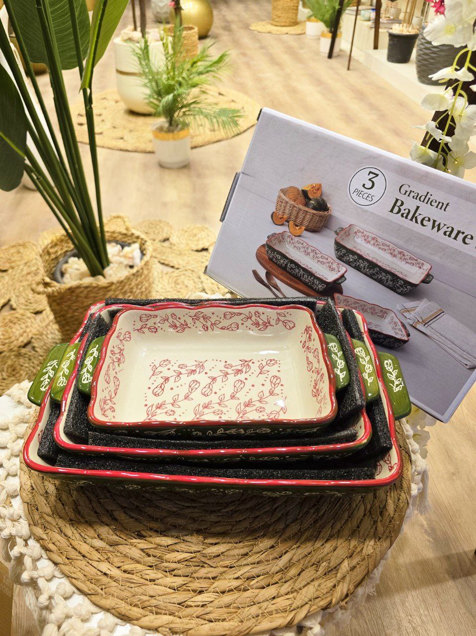3-piece porcelain casserole set