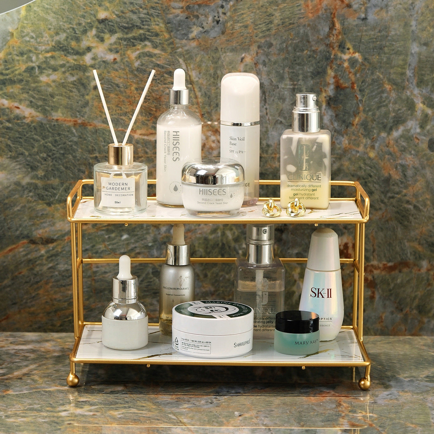 Stand Accessory Metal in Marble Glass