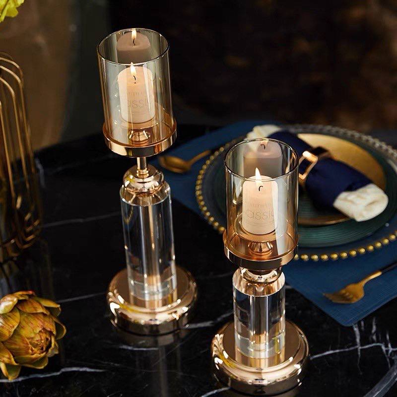 Candelabrum made of glass, metal, and crystal 2 peace