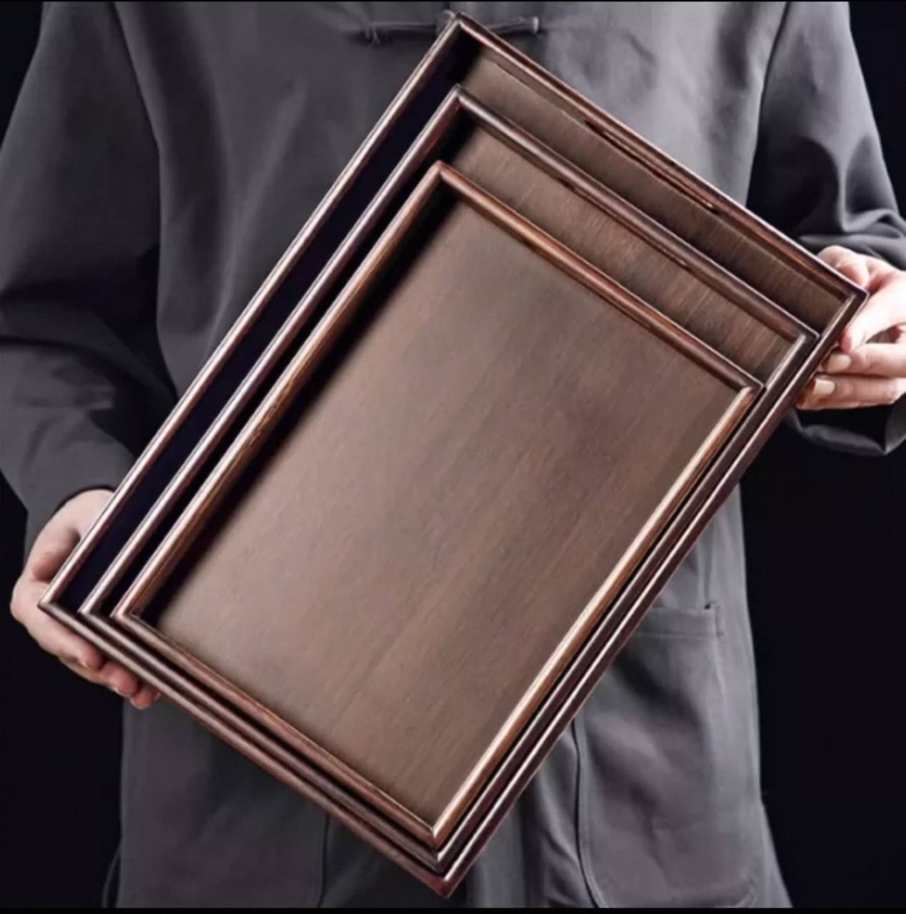 Bamboo serving tray set