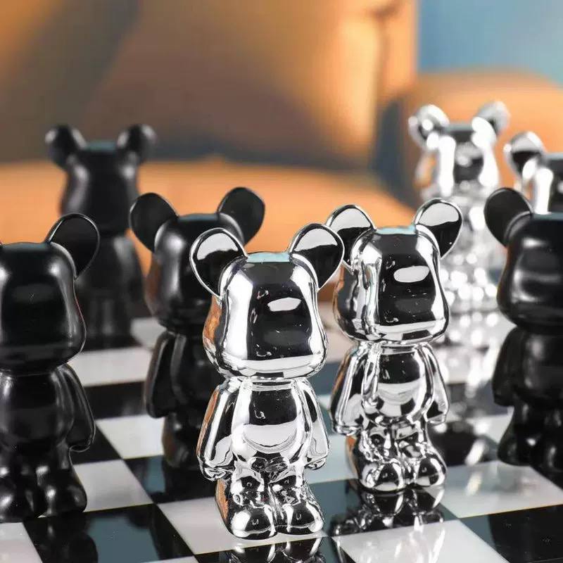 Chess made of metal and crystal