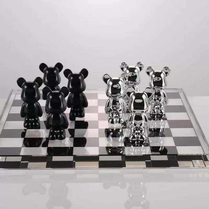 Chess made of metal and crystal