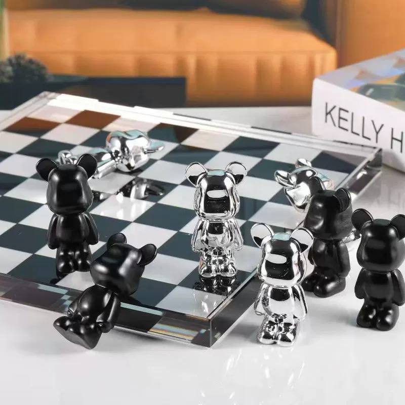 Chess made of metal and crystal