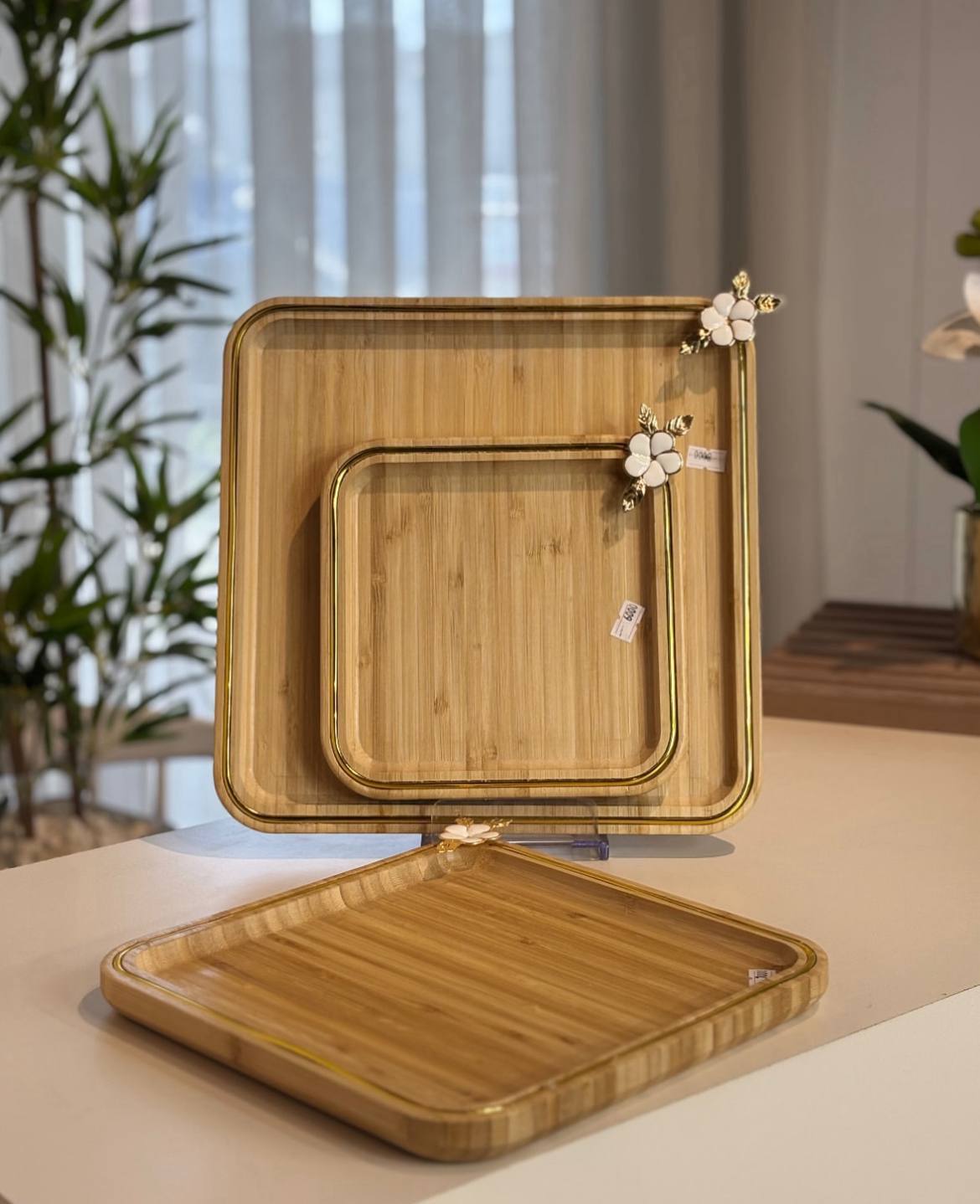 Bamboo tray set 3 pieces
