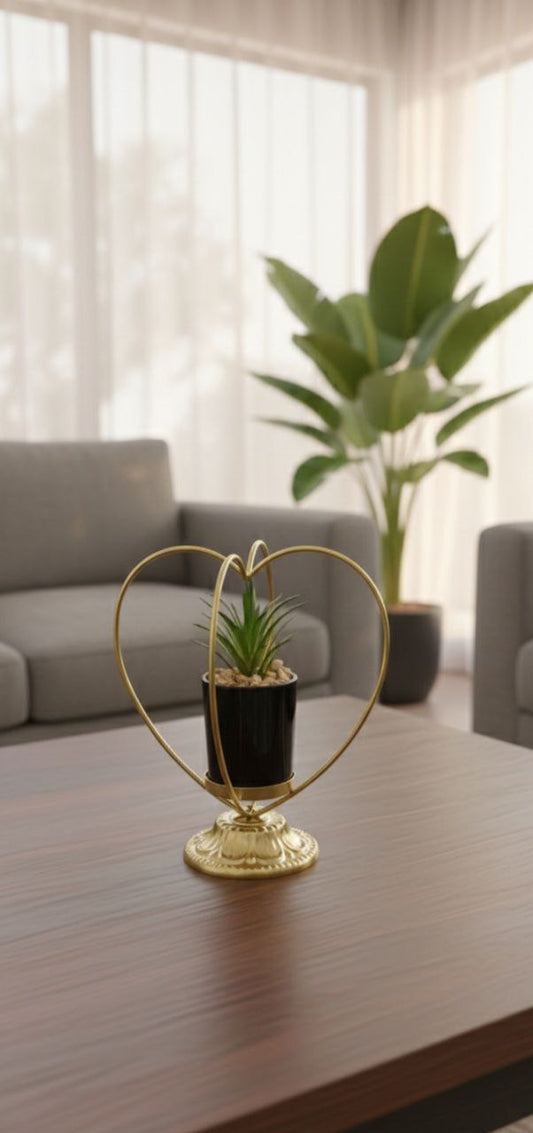 A chic cactus pot with a gold metal stand