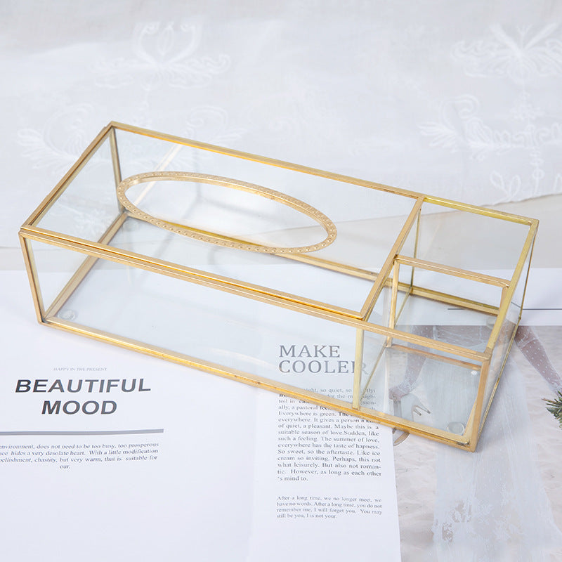 Clear tissue box with organizer