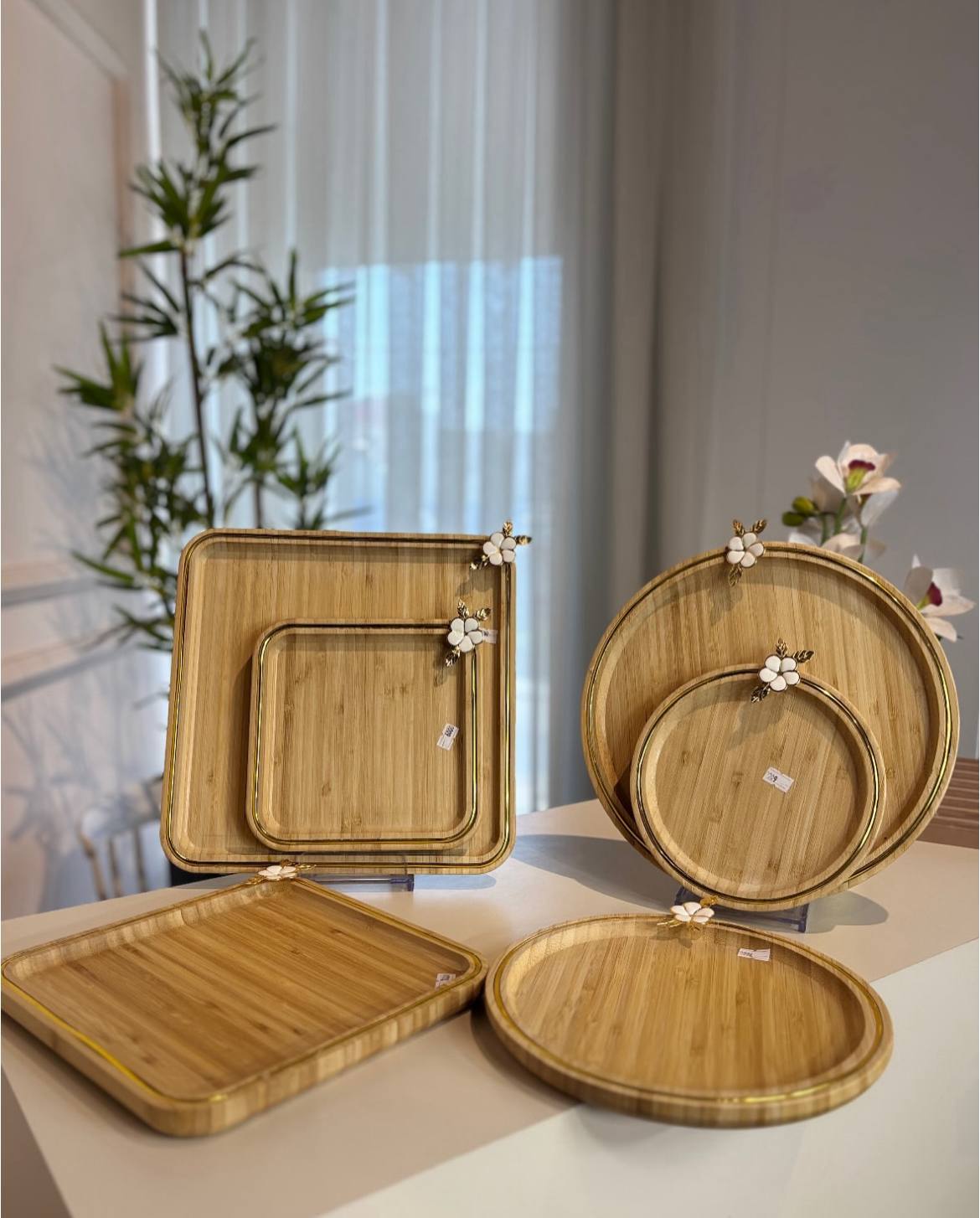 Bamboo tray set 3 pieces