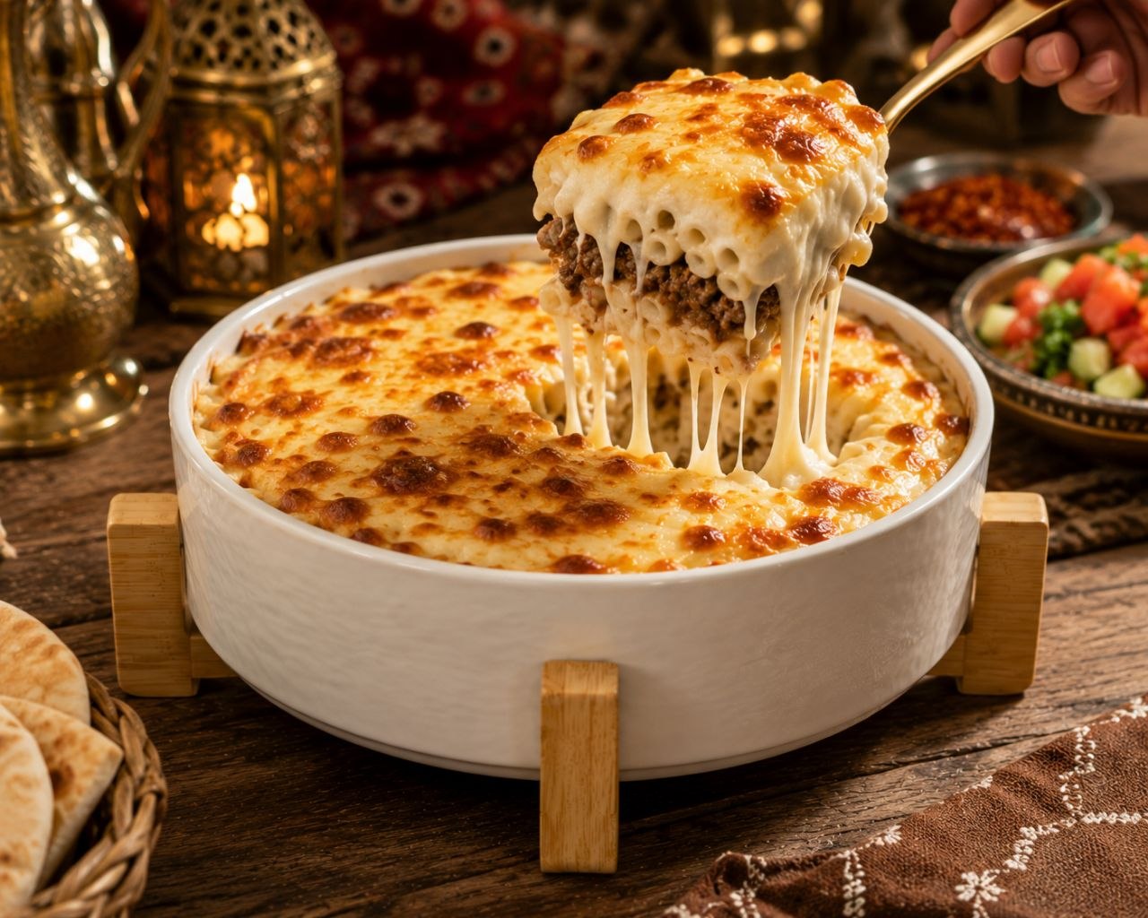 Elegant Ceramic Casserole Dish with Bamboo Wood Stand
