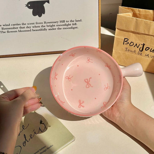 Heat-resistant porcelain frying pan with handle