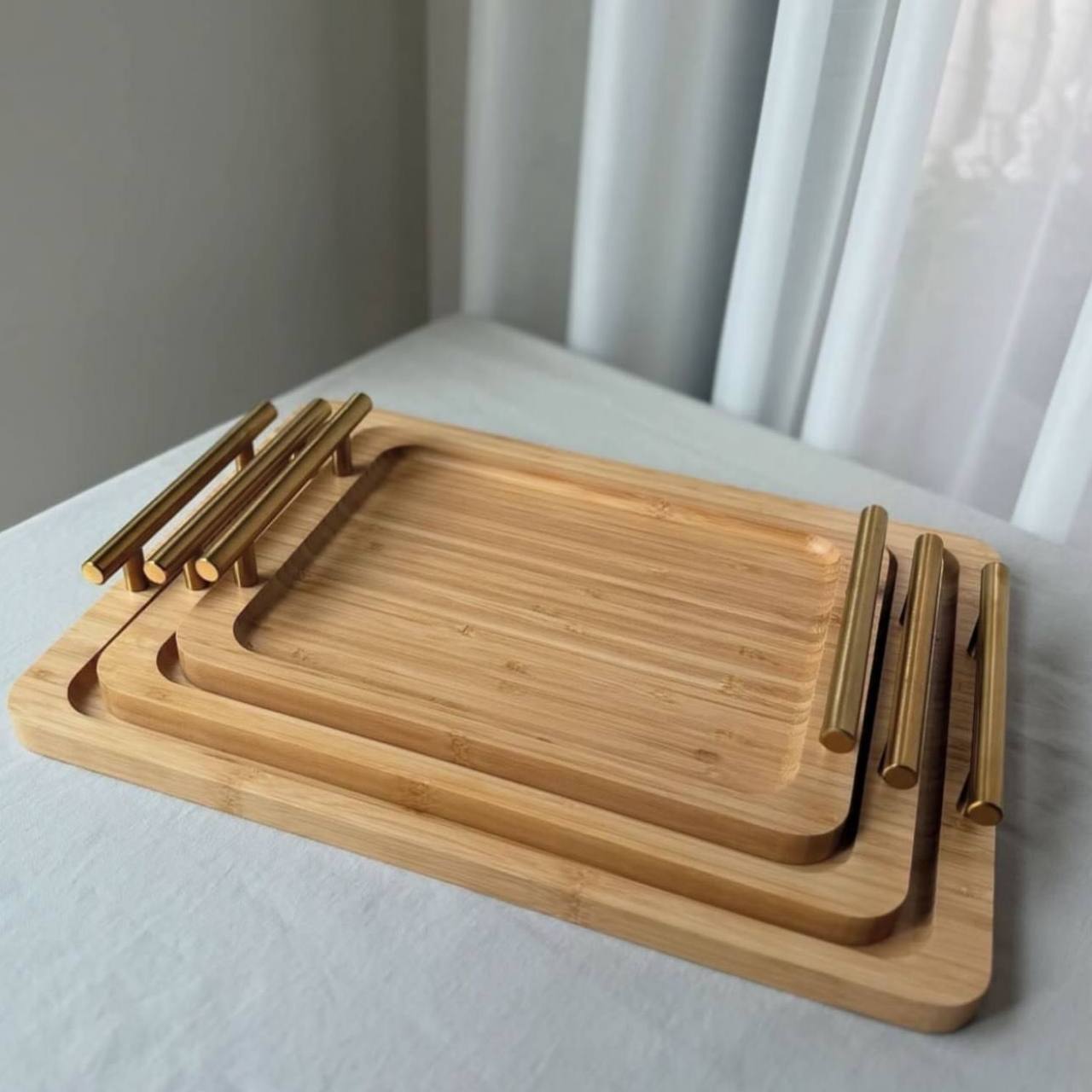 Bamboo tray set 3 pieces