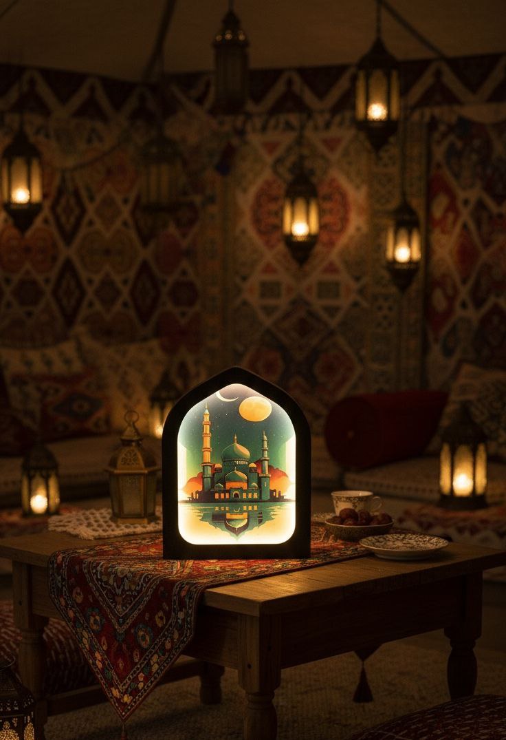 Ramadan decorative stand with LED lighting inside