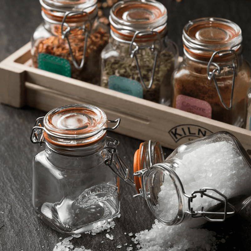 Jar set 7 pieces 6 jars with wooden holder