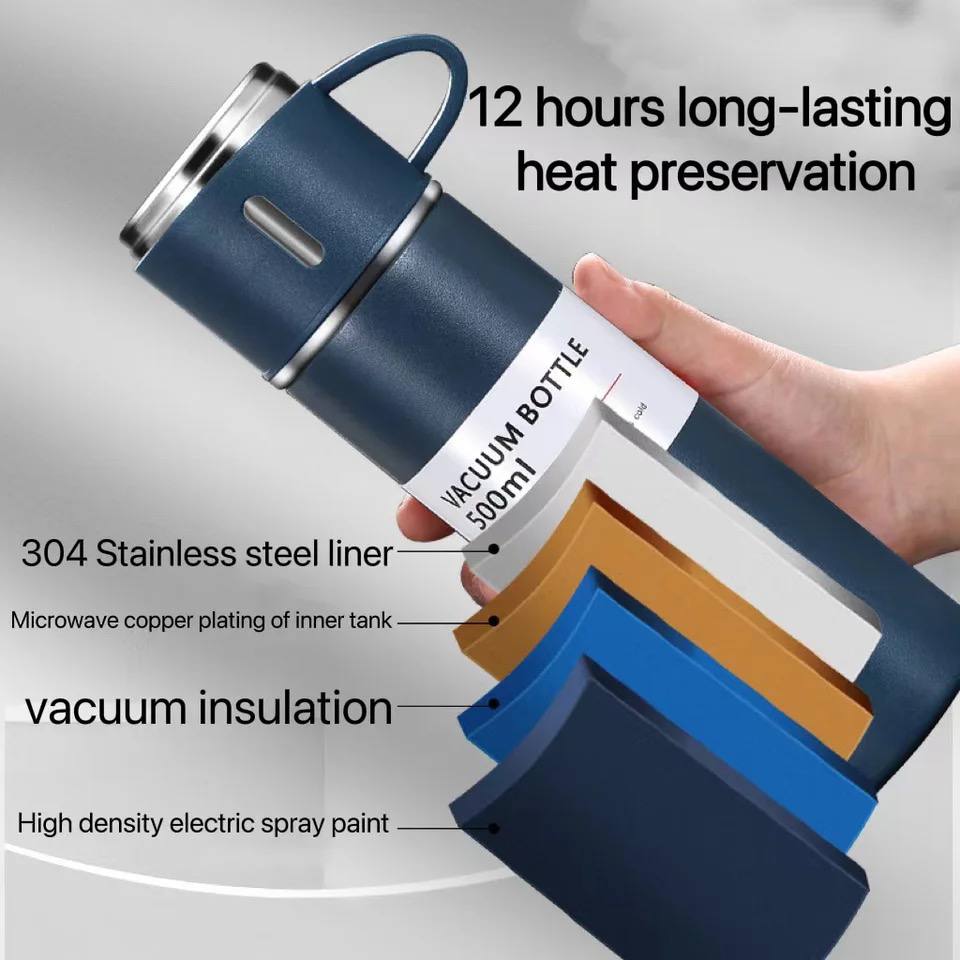 Original Thermos set with 3 stainless steel cups