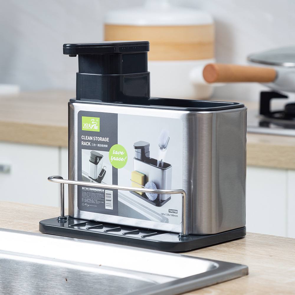 Metal Soap Dispenser 3-in-1