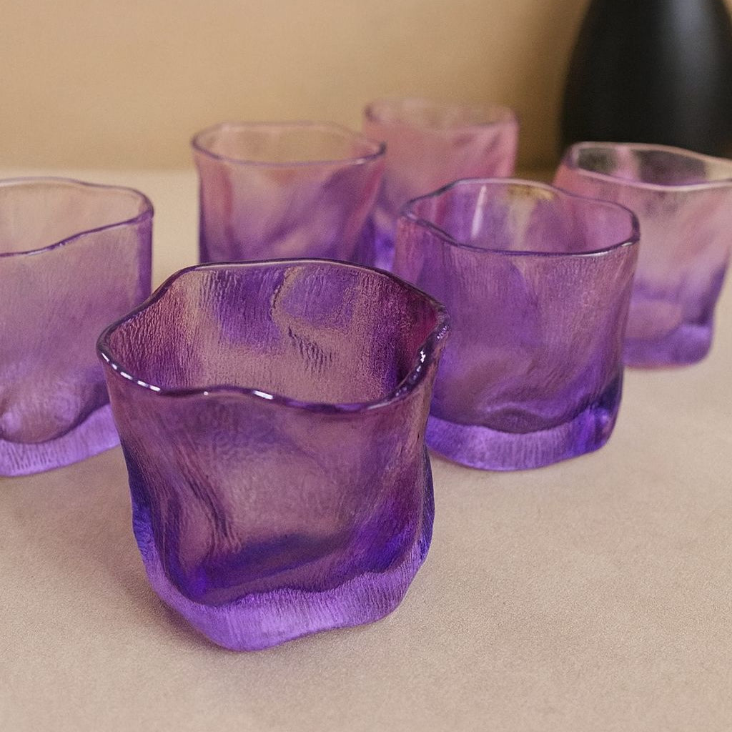 Purple glass set 6 pieces