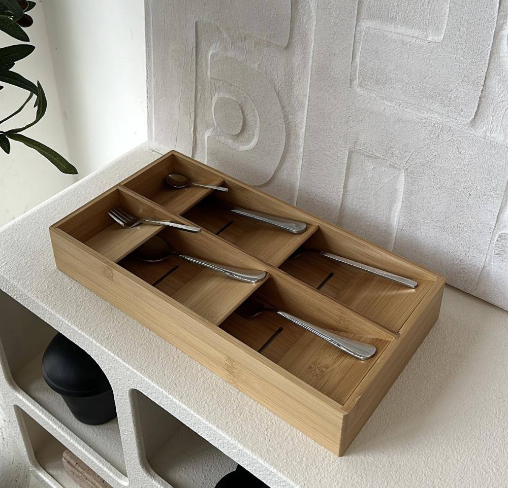 wooden cutlery organizer