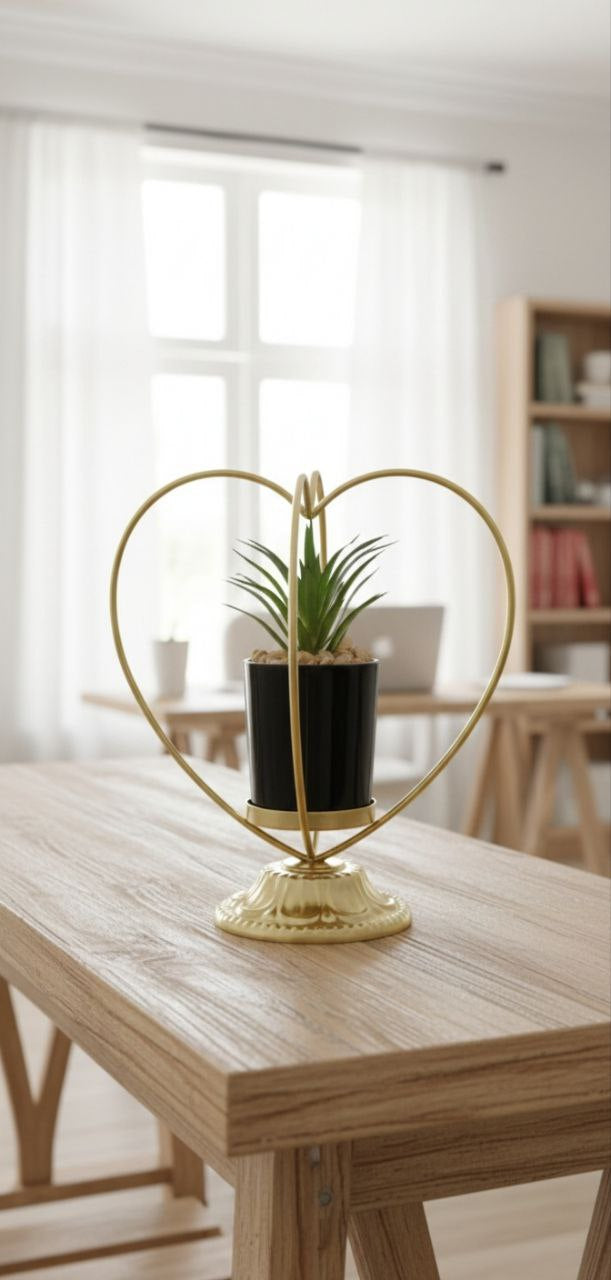 A chic cactus pot with a gold metal stand