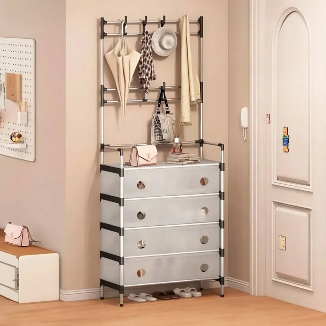 A shoe rack and organizer in one