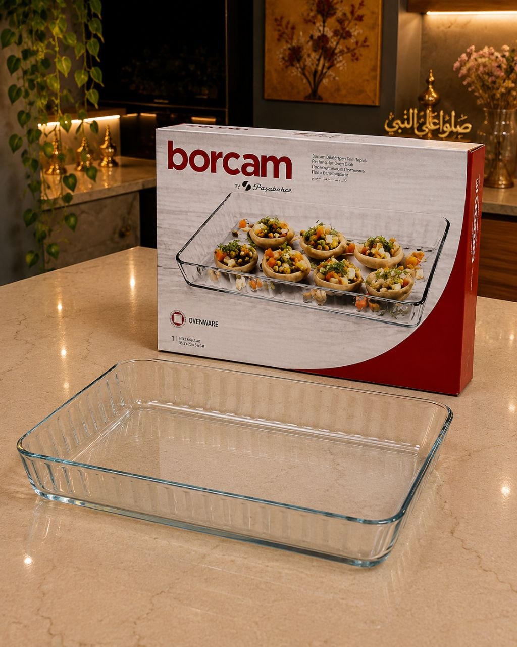 Rectangular ribbed Turkish baking dish (37 x 24 x 6 cm)