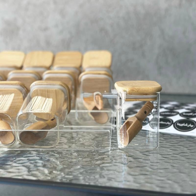 jar set 12 pieces with 3 z-shaped plastic jar stands